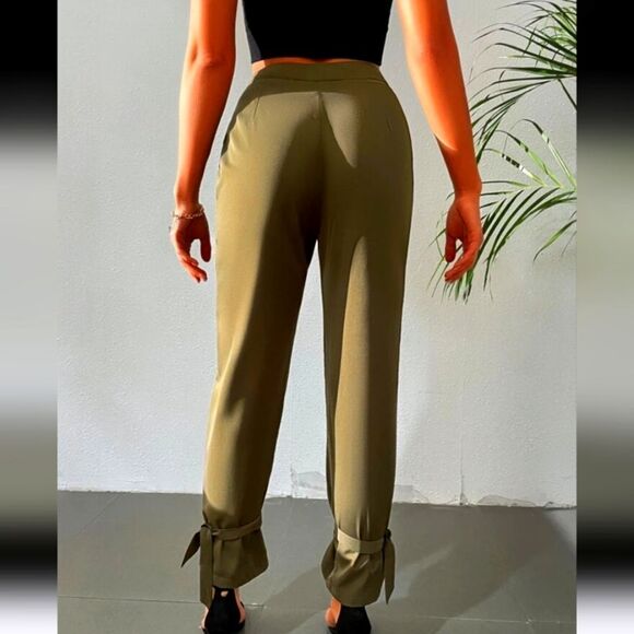 Express Green Chinos Relaxed Fit Cotton Blend - Picture 2 of 6